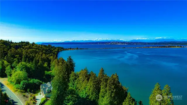 Water and mountain view home site at Semiahmoo. Gated community