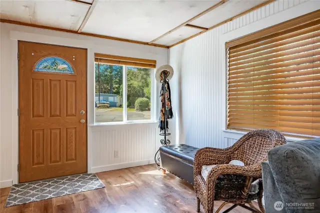 Sunny, welcoming entry.