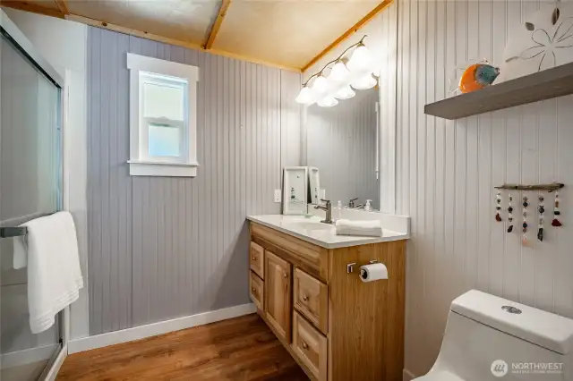 Walk-in shower in the updated Primary Bath.