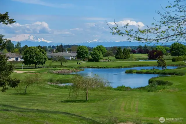 Golf course with water features make it a beautiful, scenic area.