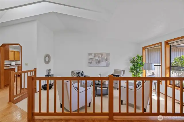 Formal Living Room with Vaulted Ceilings and Skylights.