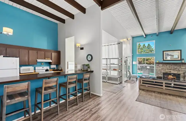 Community room adjacent to pool has dedicated package collection area