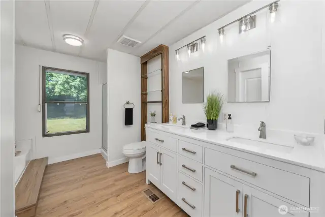 Primary bath has been nicely updated.