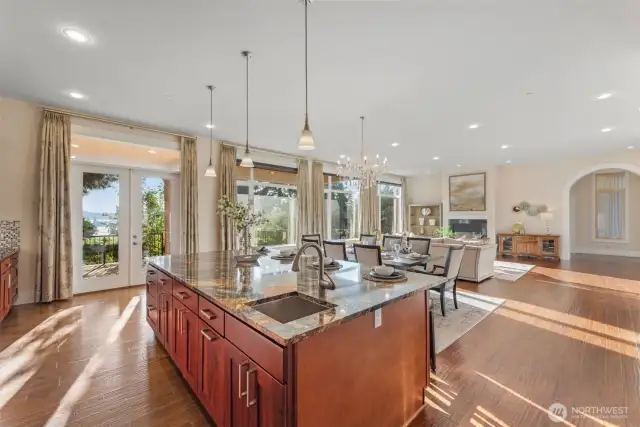 Grand kitchen Island in Open Great Room