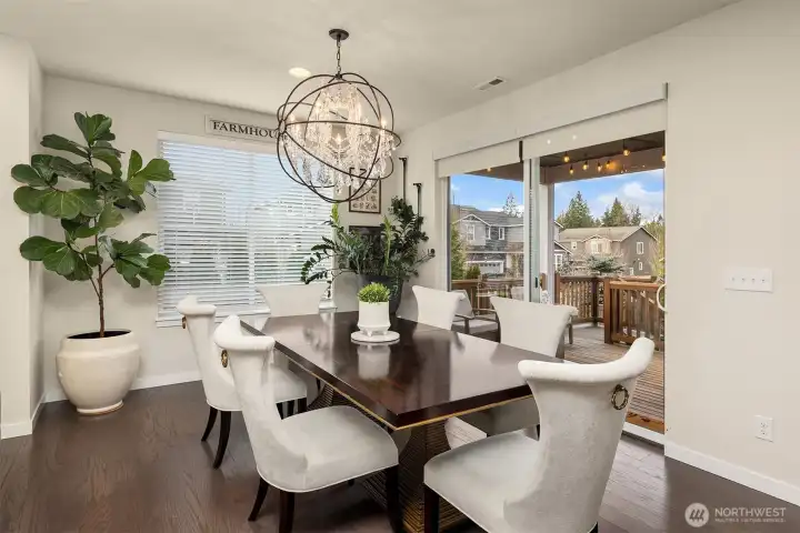 Sliding door to the covered deck off the dining room
