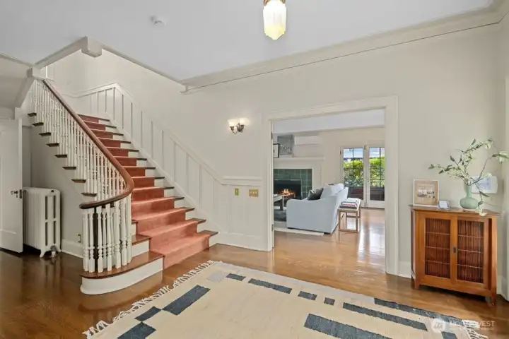 The foyer is the center of the main floor.