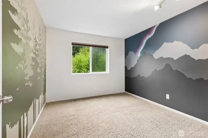 Bedroom #4, I love the custom paintjob in here by Mrs. Seller for one of their children.