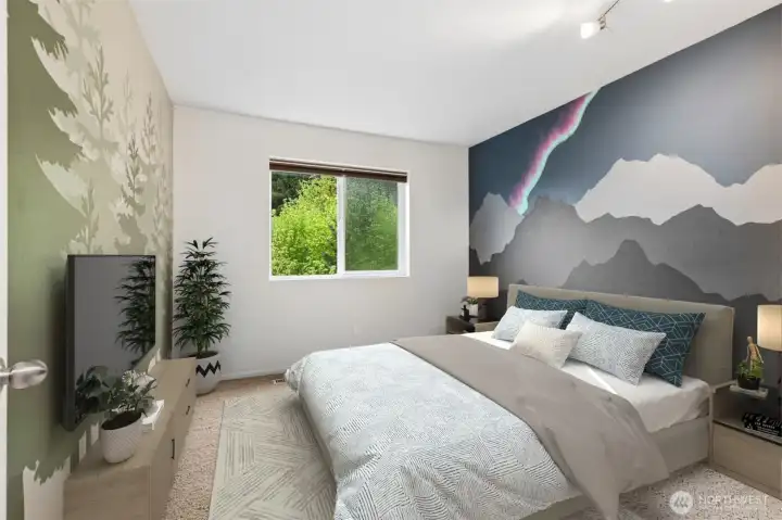 Bedroom #4, I love the custom paintjob in here by Mrs. Seller for one of their children. ***Virtually Staged***