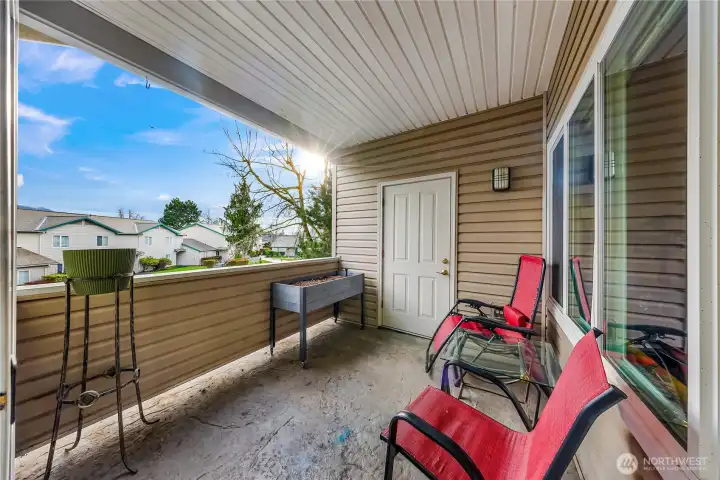 Covered patio with additional storage