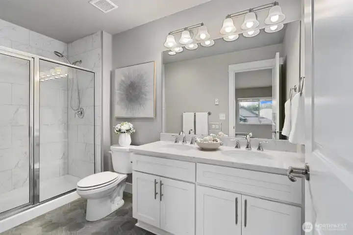 Primary bedroom double vanity Primary bedroom double vanity