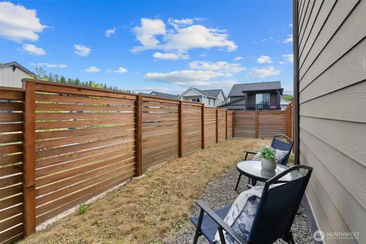 Fully fenced backyard Fully fenced backyard