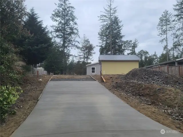 New concrete driveway