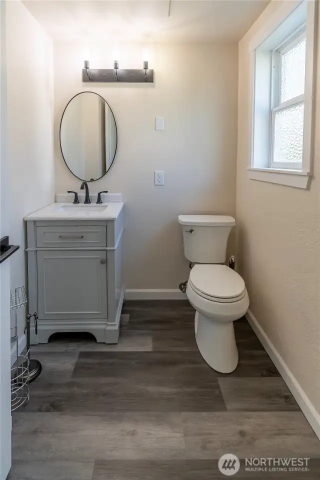 One half bathroom on the main level.