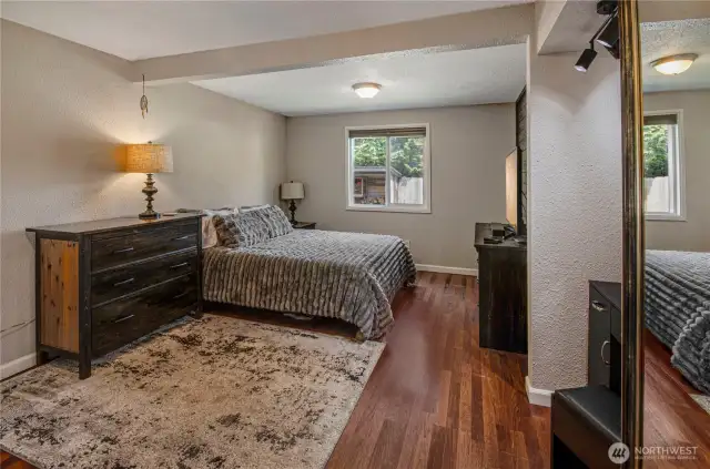 The primary bedroom is very generously sized and should accommodate even your largest furnishings.