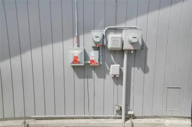 Here you see the new electrical connections installed with the solar panels. The home has a new electrical panel as well, so you can enjoy the energy efficiency and green power worry-free!