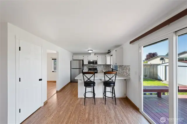 Kitchen w/ eating bar as well as nice pantry on Left