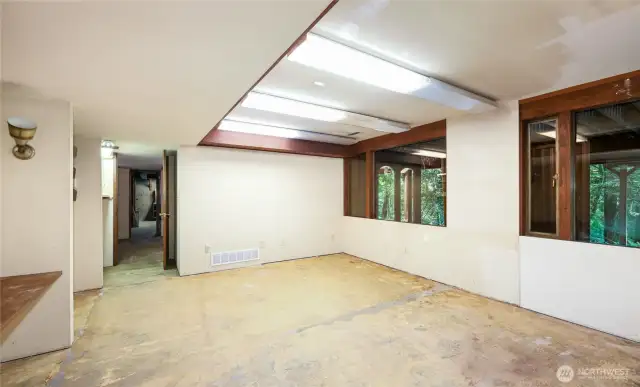 The lower level is partially finished.