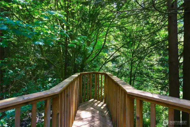 The deck design incorporates specific nautical elements including two bowsprit deck walks overlooking Boeing Creek.