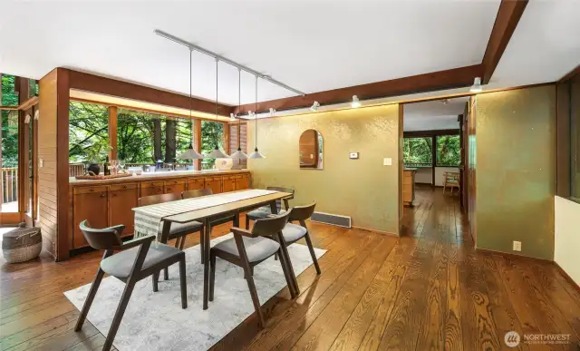 The dining area with built-in buffet.