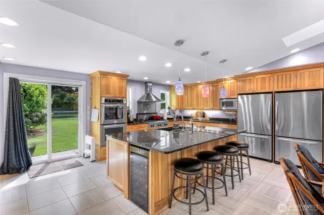 Beverage/wine fridge under island.
