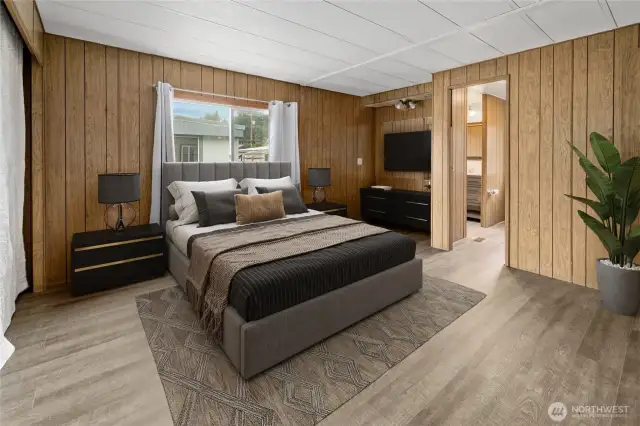 Spacious Primary bedroom virtually staged