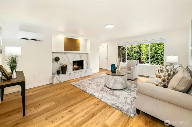 Formal living room with hardwood floor