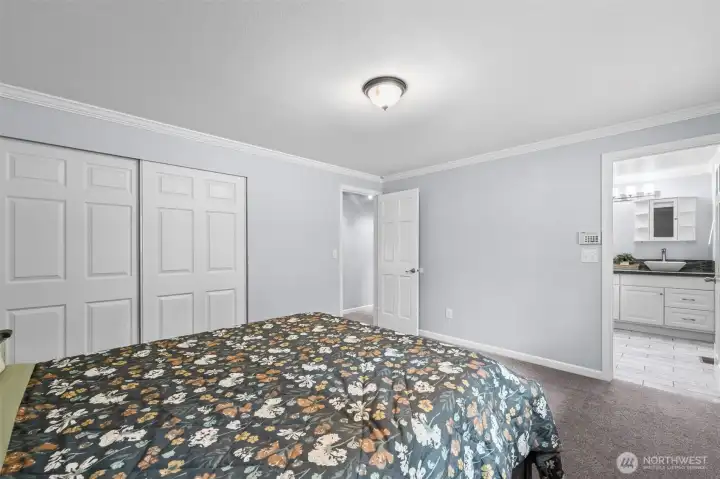 Primary bedroom on the backside of the home