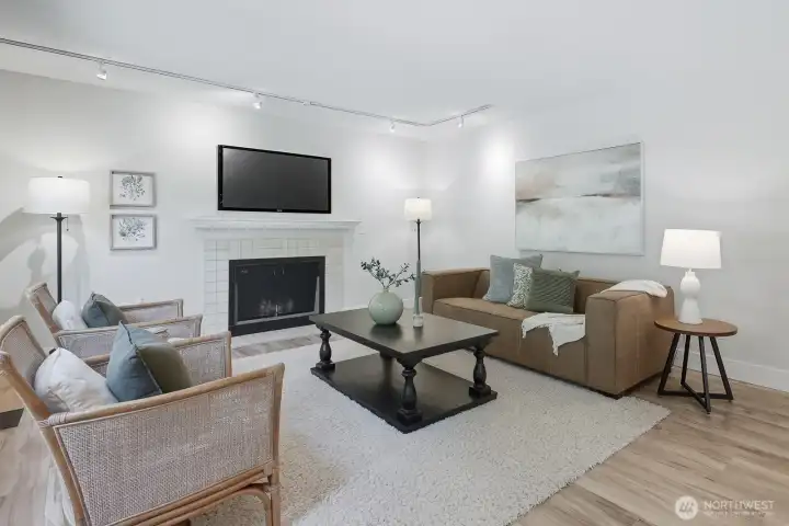 Cozy family room with fireplace