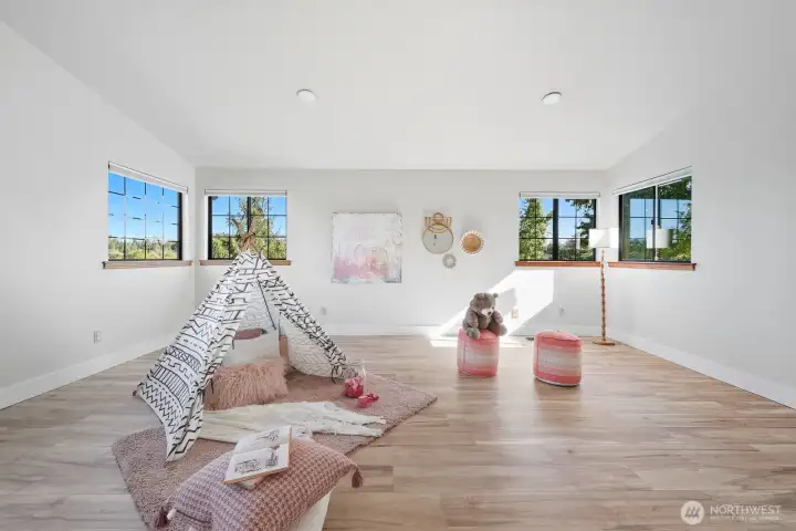 Upper floor rec-room, movies, hobbies, play?