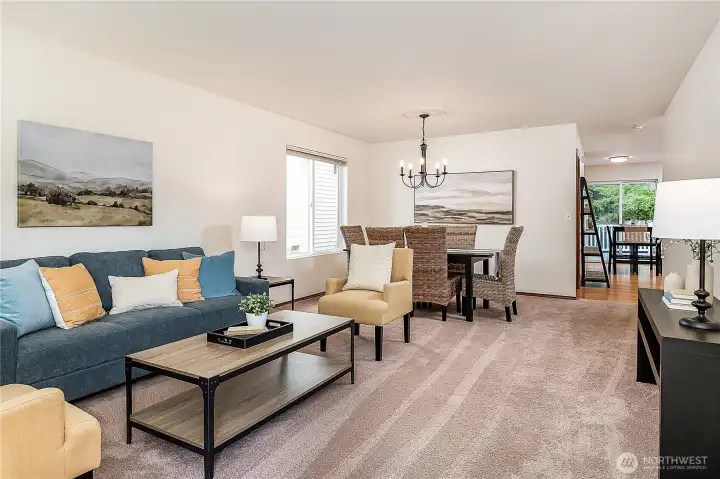 As you enter, you are welcomed by a formal living and dining room, perfect for entertaining or relaxing. Multiple zones create flexible spaces for separate activities and gatherings.