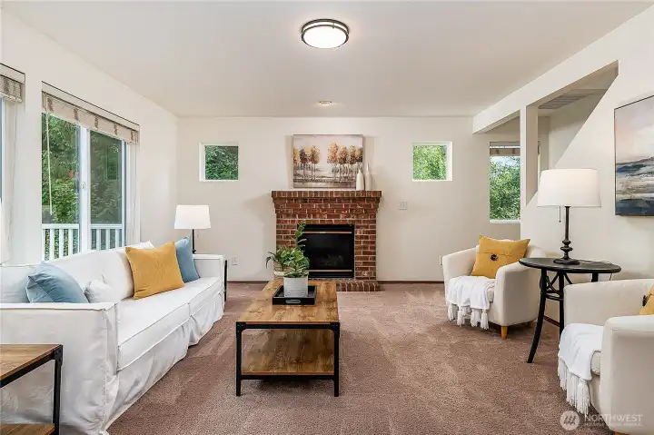 Generously sized family room is seamlessly connected to the kitchen and eating area, making it perfect for easy conversation and effortless entertaining.