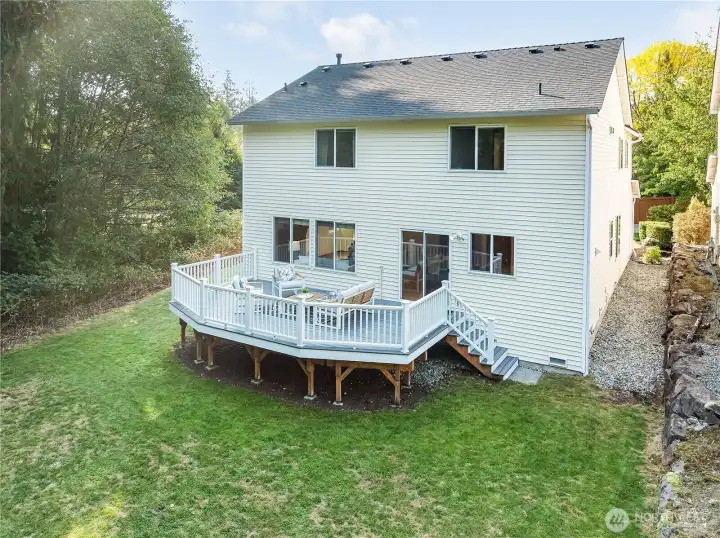 Spacious deck with abundant privacy, a feature that was a major reason the seller chose this home. New roof and front gutters, September 2025