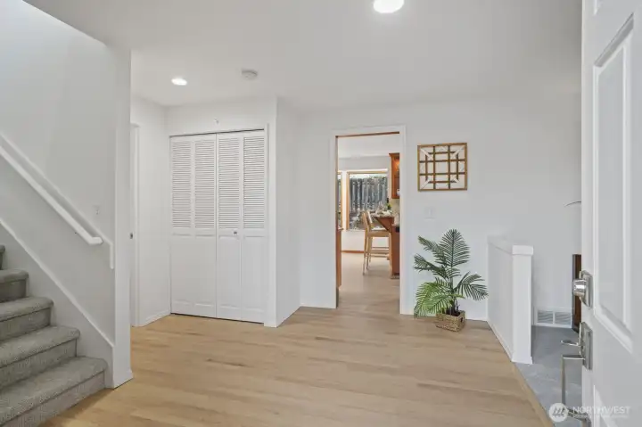 Large formal entry features gleaming newly refinished hardwoods. Your guests will immediately feel right at home.