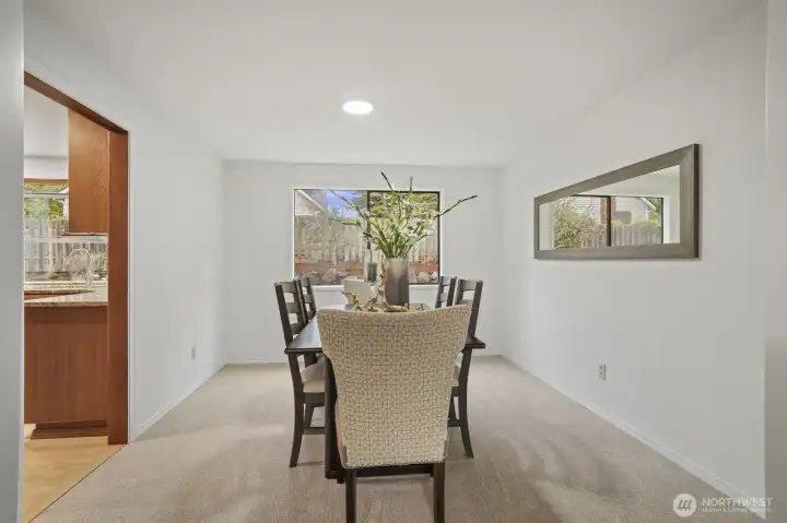 Large formal dining room great for holiday gatherings.