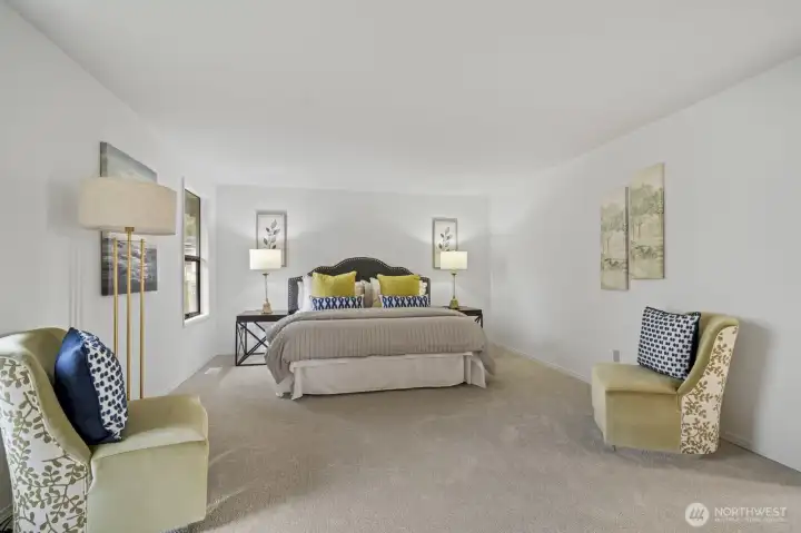 Wow, this is a lovely primary bedroom.