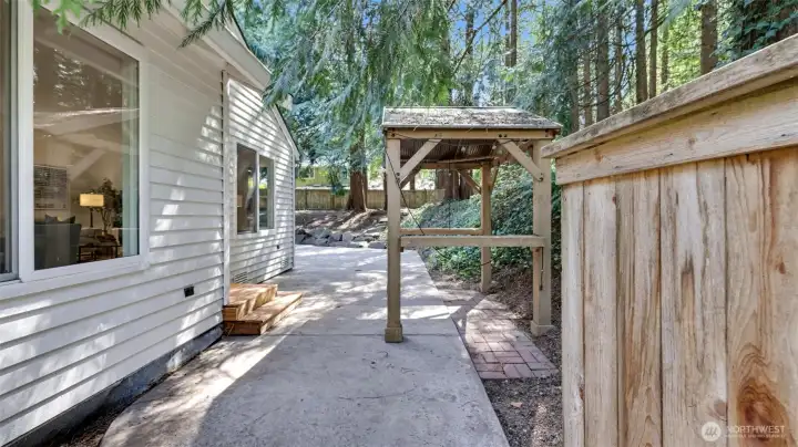 Covered area for grill conveniently located off the dining area