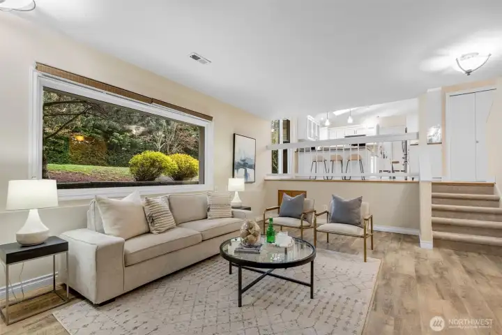 Another view of the lower level rec room. The 2 car garage is on this level.