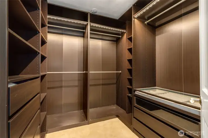 Look at this custom walk in closet!
