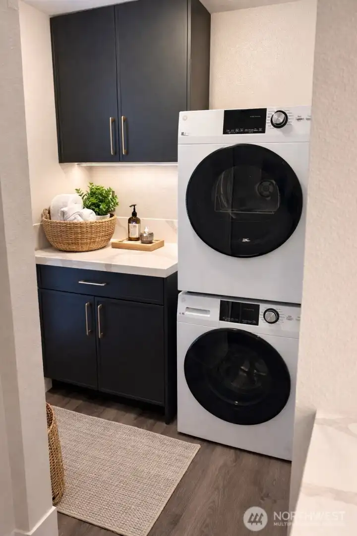 Walk-in kitchen pantry and laundry center. Walk-in kitchen pantry and laundry center.