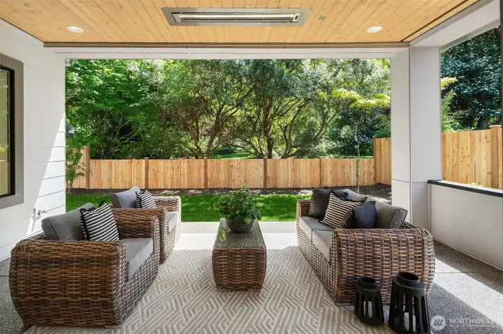 Secluded outdoor covered living area