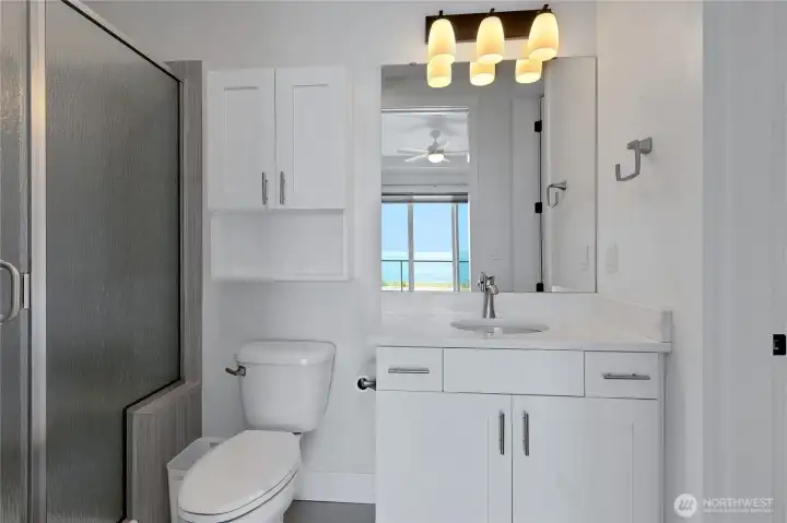 Primary bath with new shower enclosure Primary bath with new shower enclosure