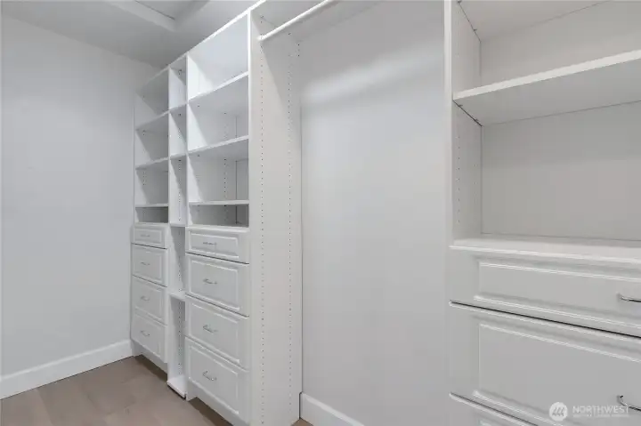 Closet system in the walk in primary closet Closet system in the walk in primary closet