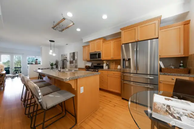 Nice open kitchen overlooking the living room.