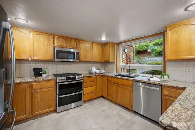 Plenty of counter space and cabinets for storage.