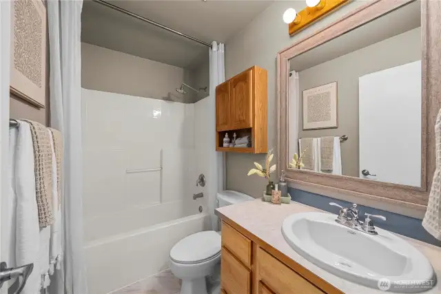 Upstairs bathroom that is also connected to the primary bedroom.