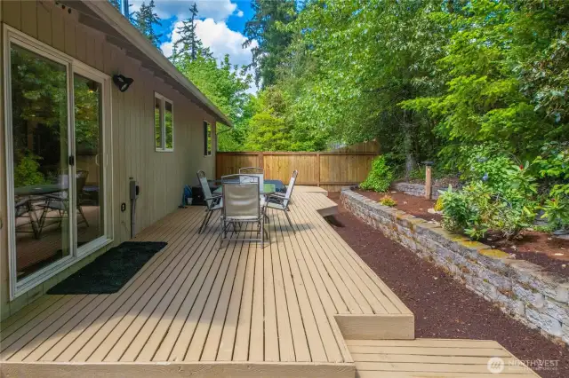 Enjoy your beautiful backyard from this deck with built-in, hot tub. Fully fenced yard with lots of space to explore or plant.