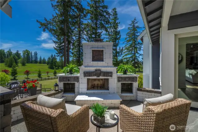 Outdoor fireplace.