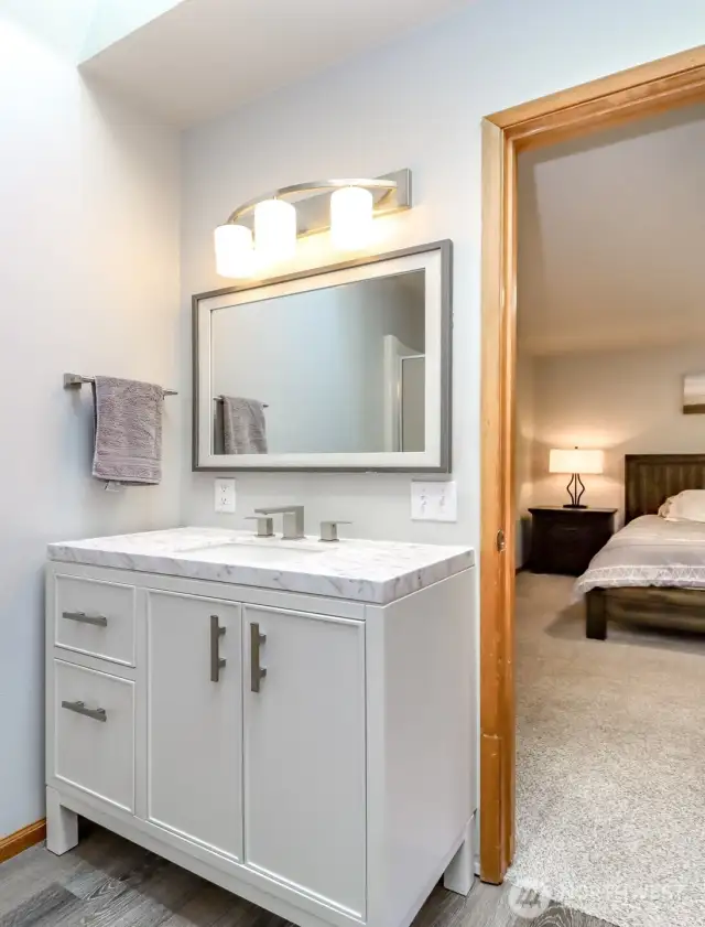 Primary bath with updated vanity