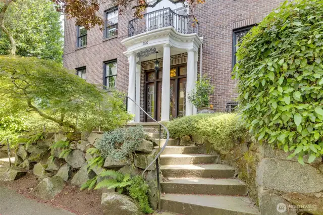 Stairs up to the entrance