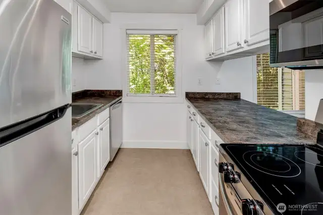 New refrigerator, dishwasher, range, and microwave. microwave!